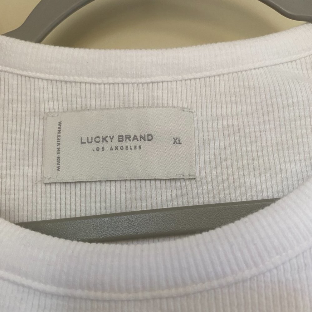 Lucky Brand Ribbed Ruffle Hem Top - Picture 3 of 4
